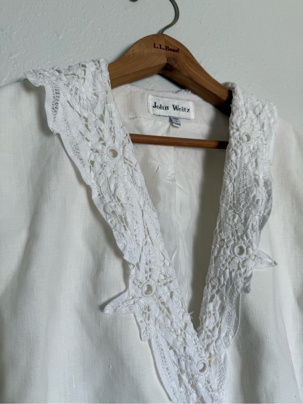 Vintage White Linen & Lace Double Breasted Jacket - Picture 5 of 11